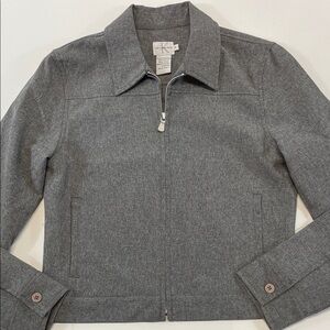 Calvin Klein Gray Zip Front Jacket Women’s Sz M Lightweight Collared Blazer
